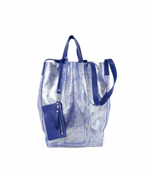Linda Large Tote Floater Blue Silver
