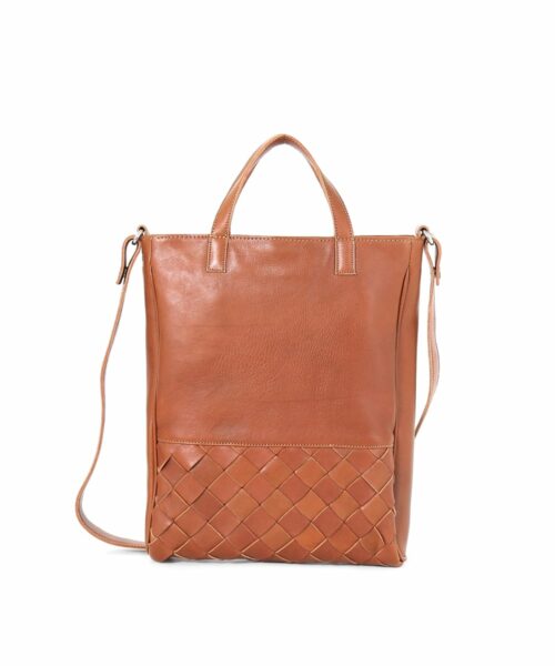 Signe Woven Tote Cognac