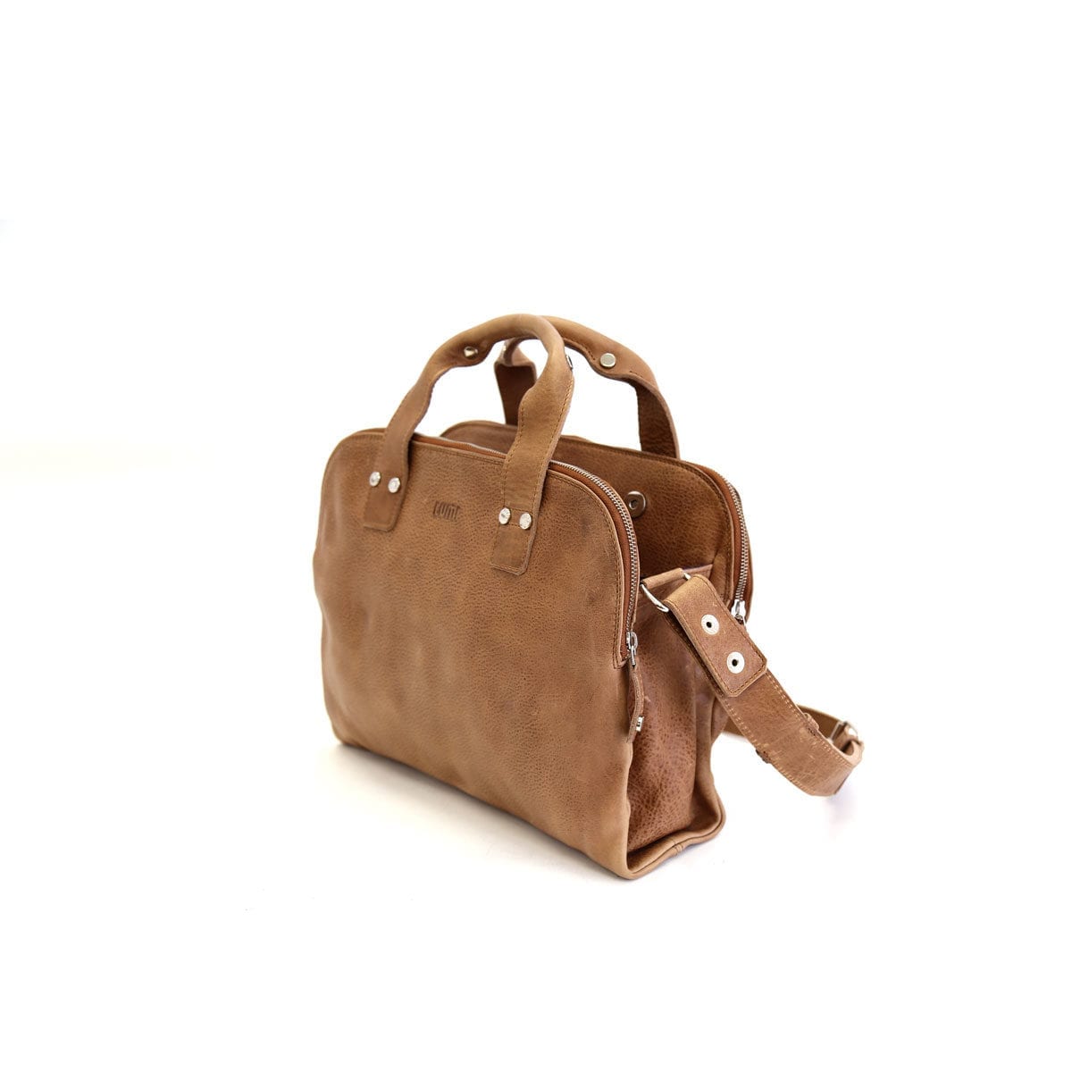 LUMI Johan Small Business Bag, in beige. Created using vegetable tanned leather