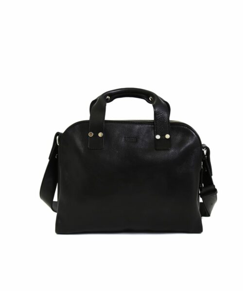 LUMI Johan Small Business Bag, in black. Created using vegetable tanned leather.