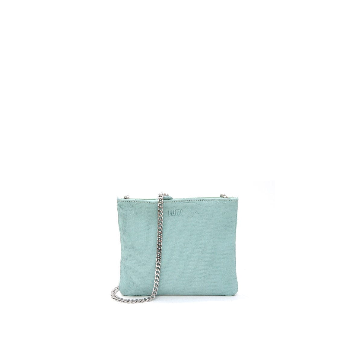 LUMI Laura Envelope Clutch, in blue.