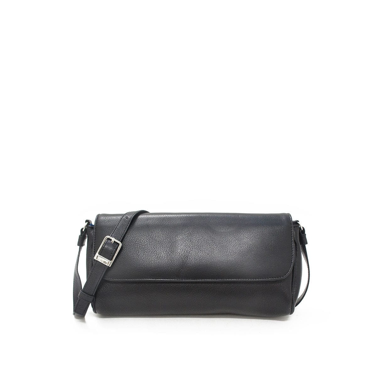 LUMI Eeva Pouch Bag, in black, is made of vegetable tanned goat leather.