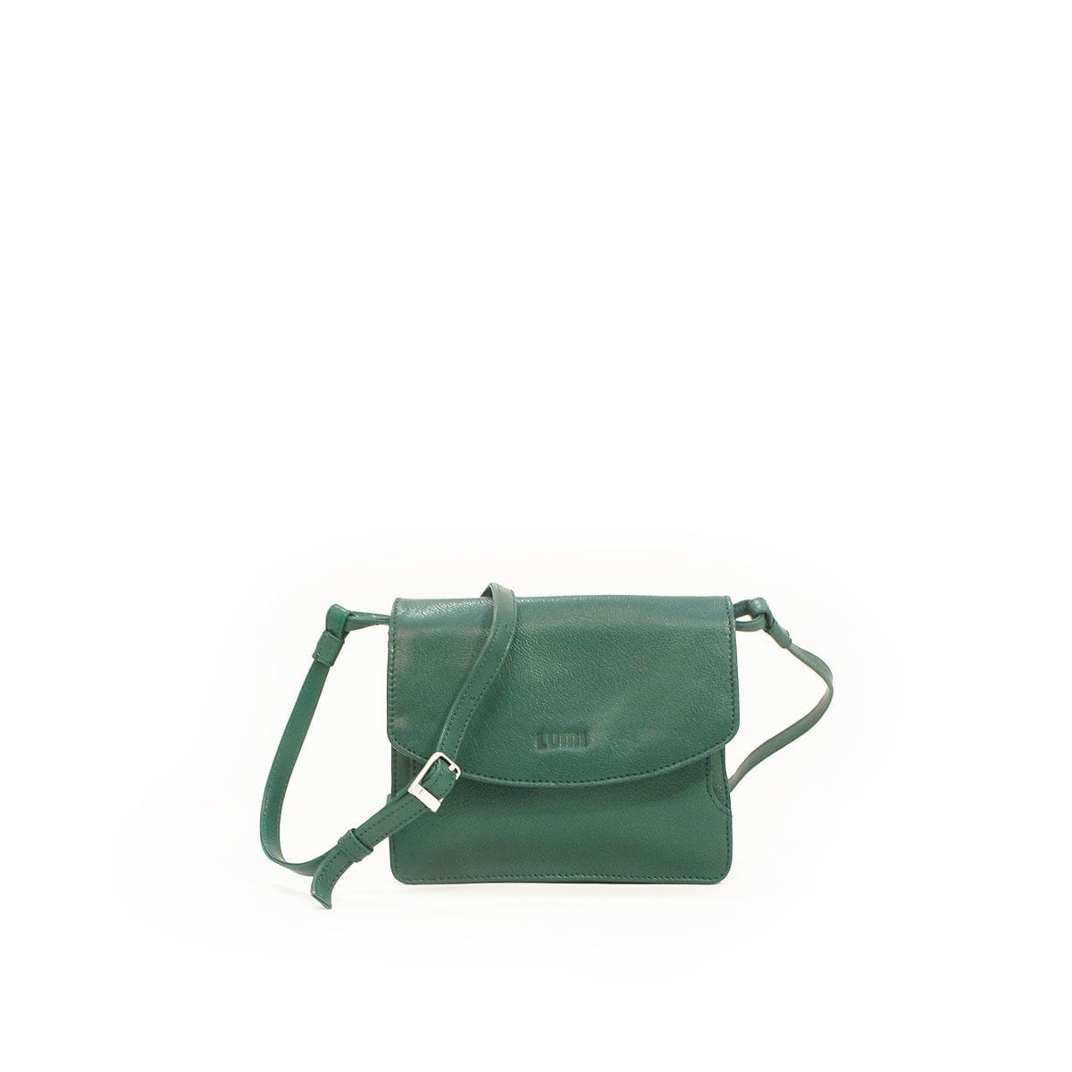LUMI Kirsti Vintage Bag, in green, is made of vegetable tanned goat leather.