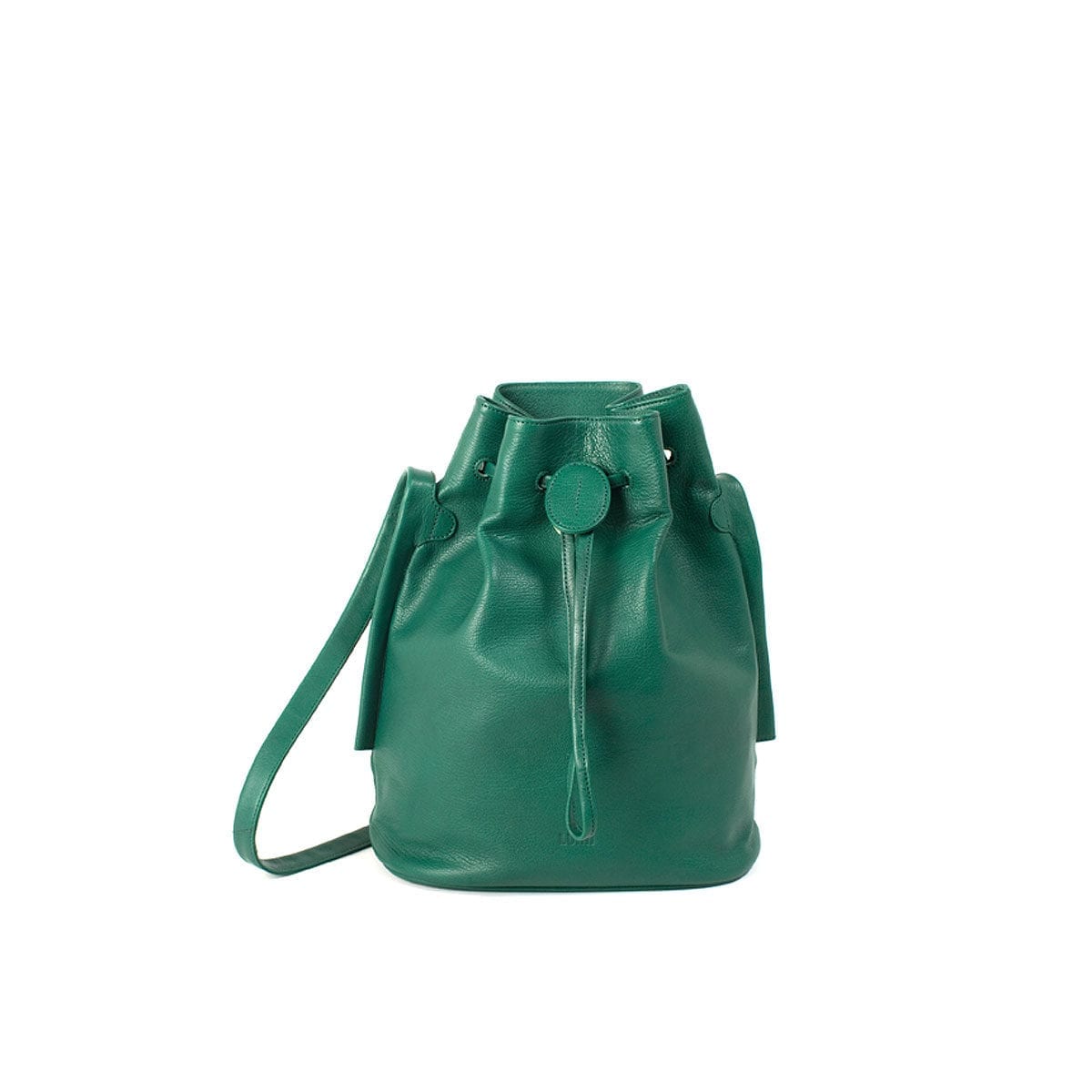 LUMI Verna Large Bucket Bag, in green, is made of vegetable tanned goat leather. Chemical free dyeing.