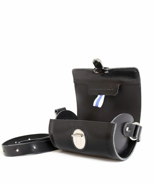 LUMI Aino Tube Bag, in black, is created using natural vegetable tanned cow leather.