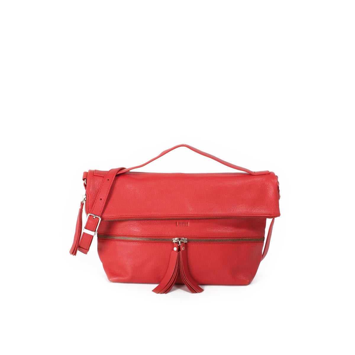 LUMI Lyydia Shoulder Bag, in coral, is made of vegetable tanned goat leather. Chemical free dyeing.