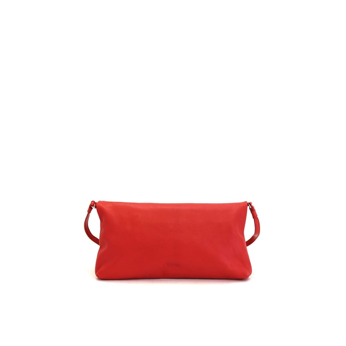 LUMI Stefanie Large Pouch, in coral is made of vegetable tanned goat leather. Chemical free dyeing.