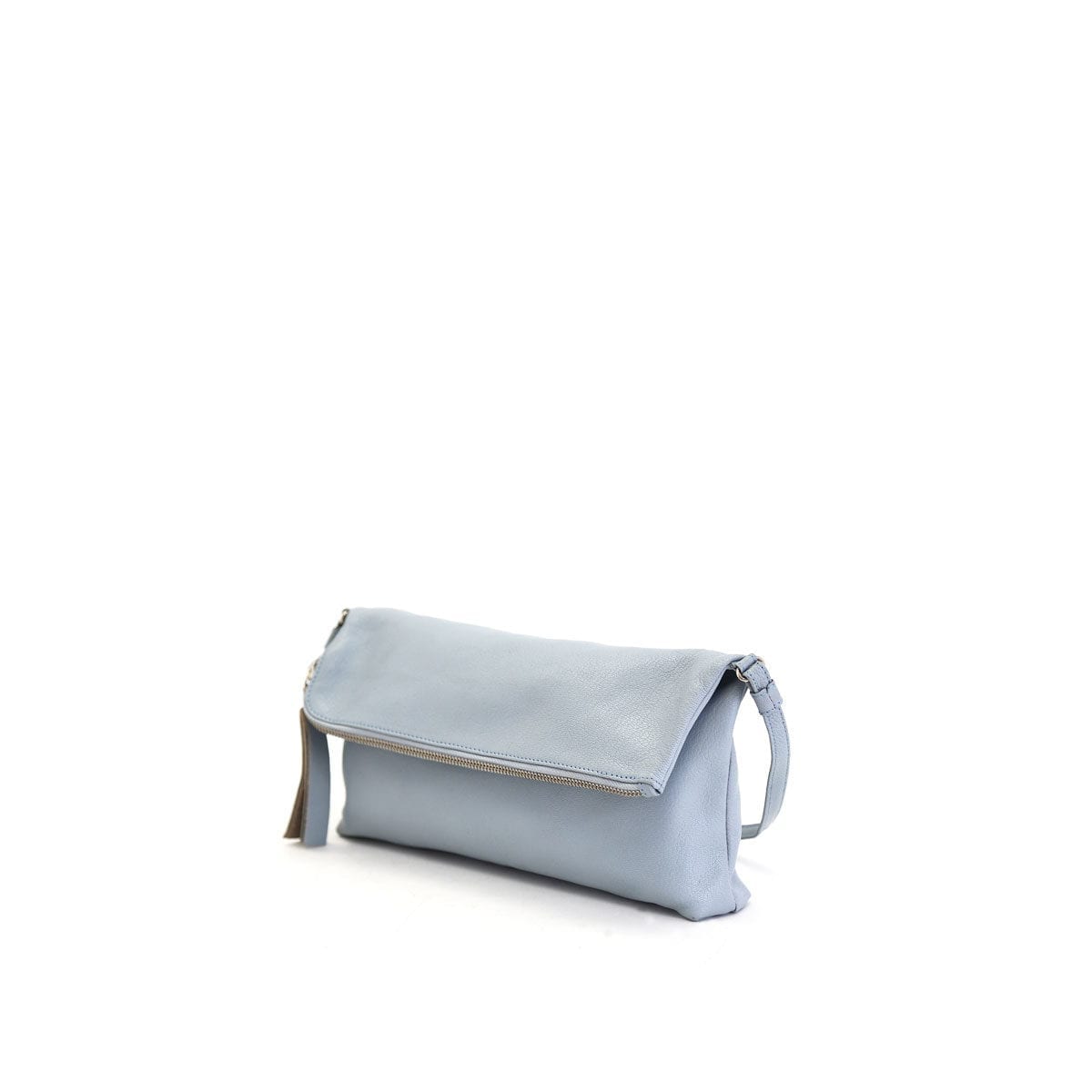 LUMI Stefanie Large Pouch, in sky blue, is made of vegetable tanned goat leather. Chemical free dyeing.