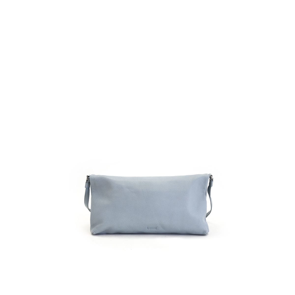 LUMI Stefanie Large Pouch, in sky blue, is made of vegetable tanned goat leather. Chemical free dyeing.
