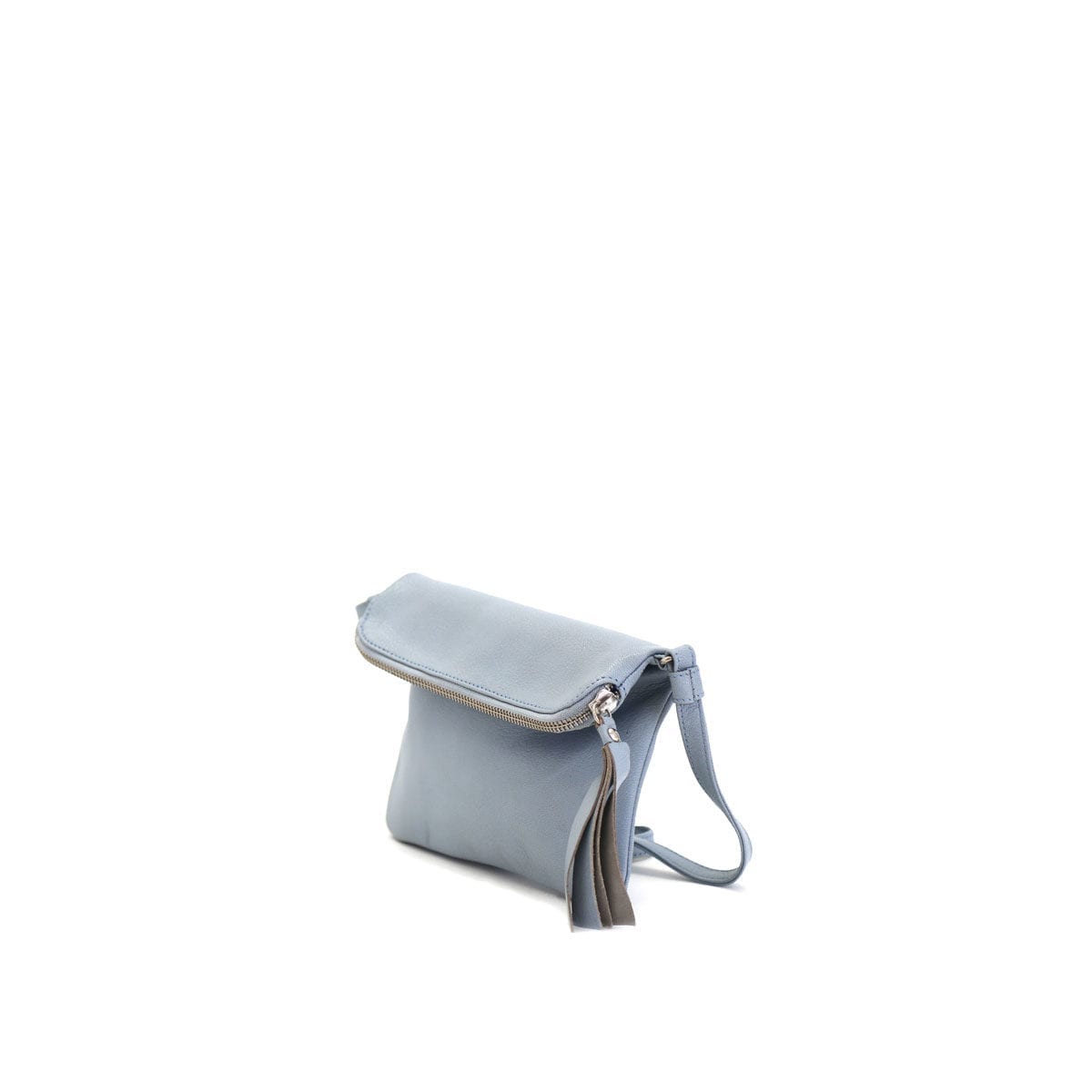 LUMI Stella Pouch Bag, in sky blue, is made of vegetable tanned goat leather. Chemical free dyeing.