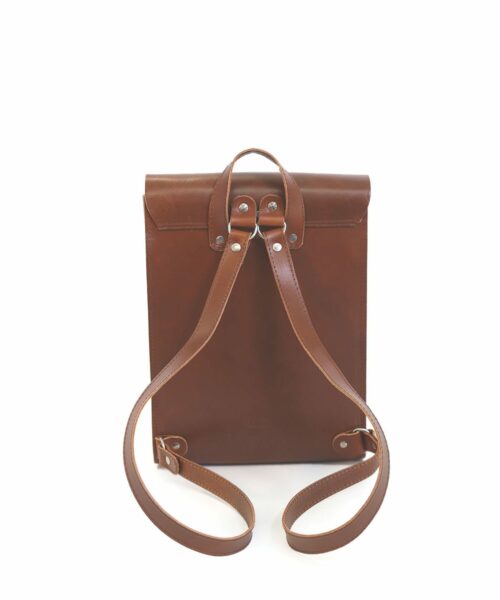 LUMI Oiva Backpack, in cognac, is created using natural vegetable tanned cow leather. The color will naturally change over time.