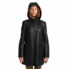 Women’s LUMI Leather Anorak, in black, is made of buttery soft full grain, trough dyed sheep leather.