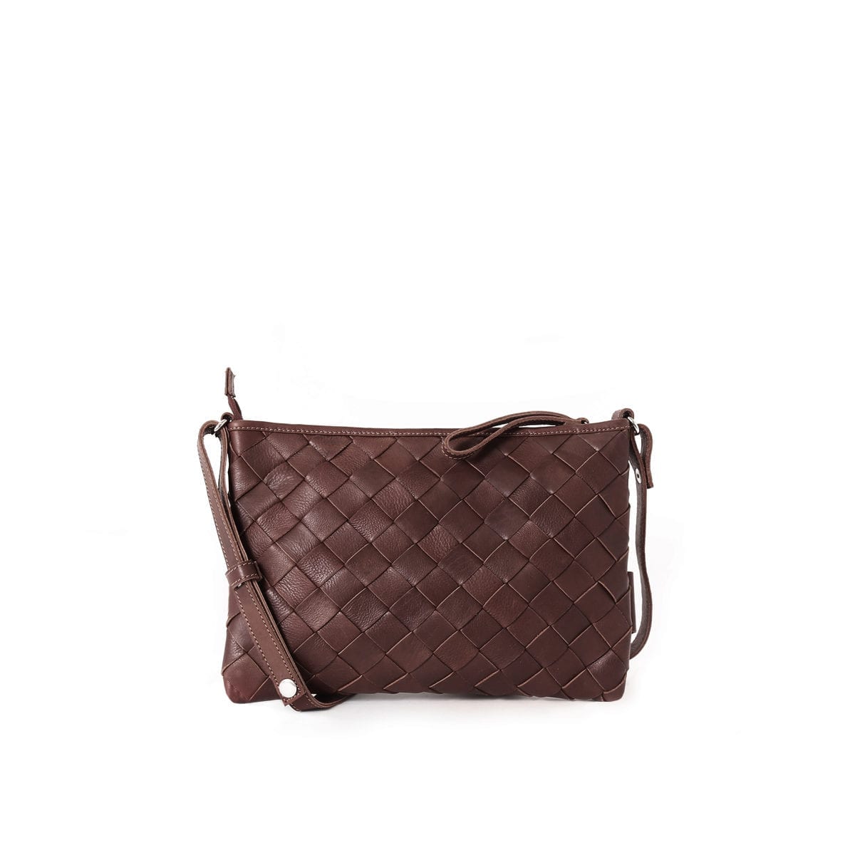 LUMI TRINE Woven Large Clutch in brown