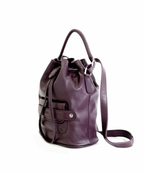 LUMI Katariina Large Bucket Bag in beautiful rich grape colour.