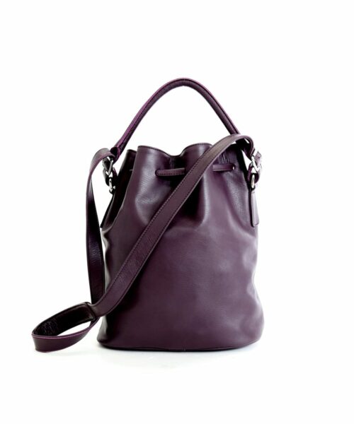 LUMI Katariina Large Bucket Bag in beautiful rich grape colour.