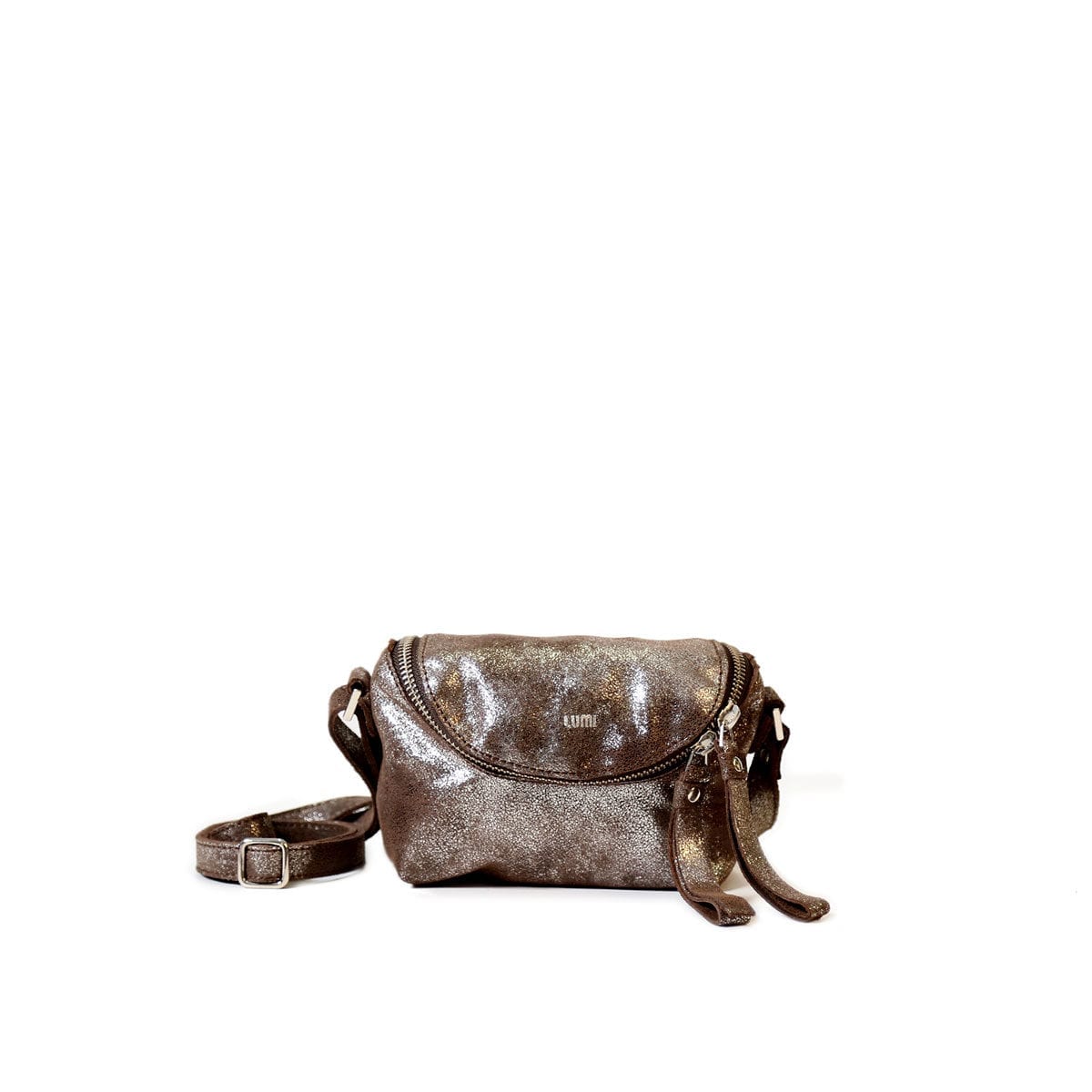 LUMI Rosita Microbag, in brown shine. Rosita Microbag makes a cute little bag to safe-keep your little daily essentials in style.