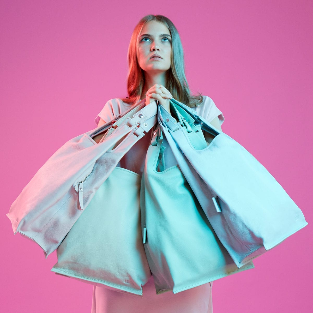 Supermarket Bag Light in fresh pastel colours.