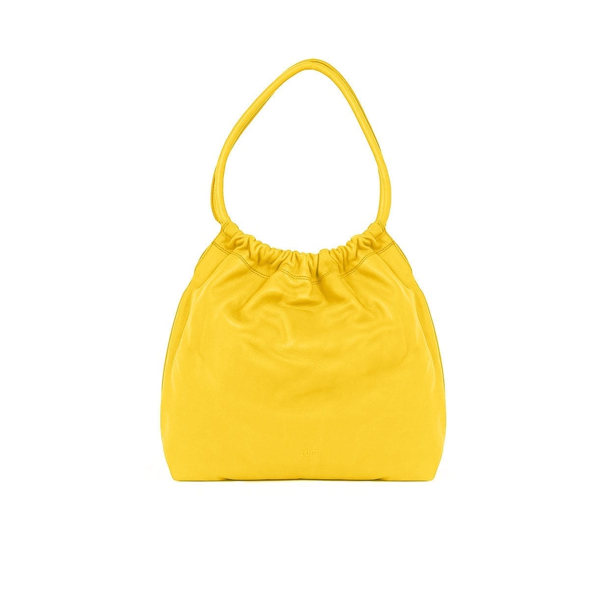 Martta Drawstring Bag in lemon yellow.