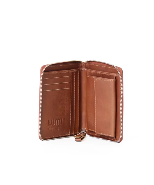 Ziparound Wallet Medium Eco Cognac – Lumi Accessories