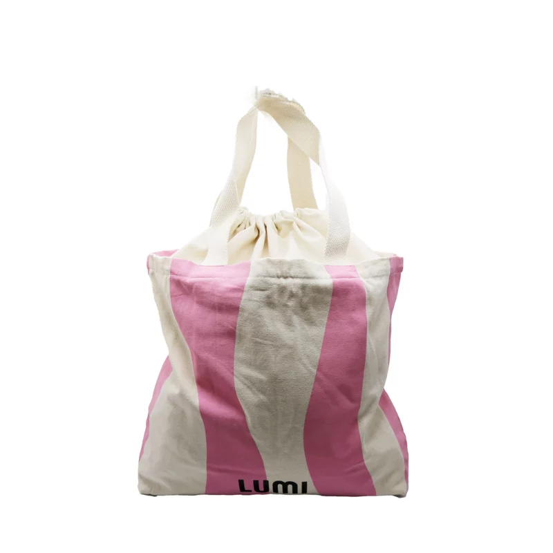 Canvas Drawstring Tote Large Pink