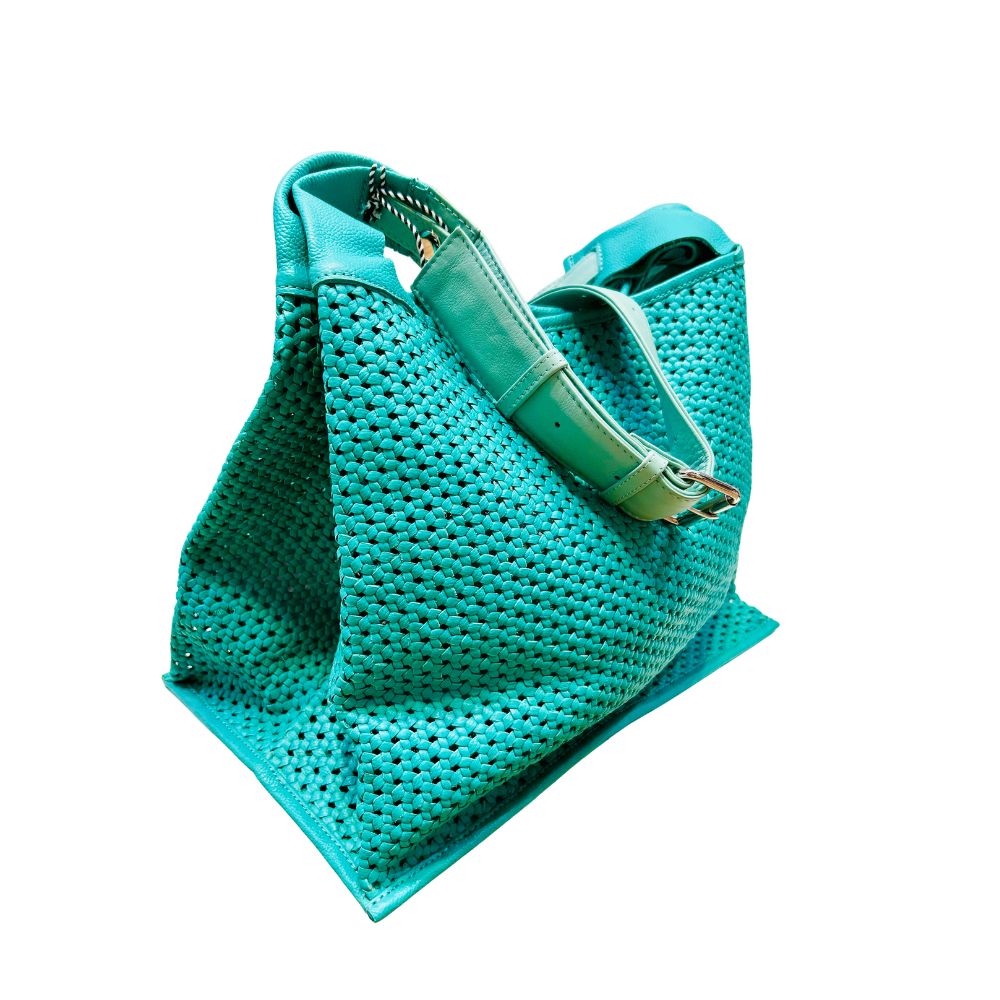 Supermarket Bag X-Large Woven Turquoise (Outlet) - Image 2