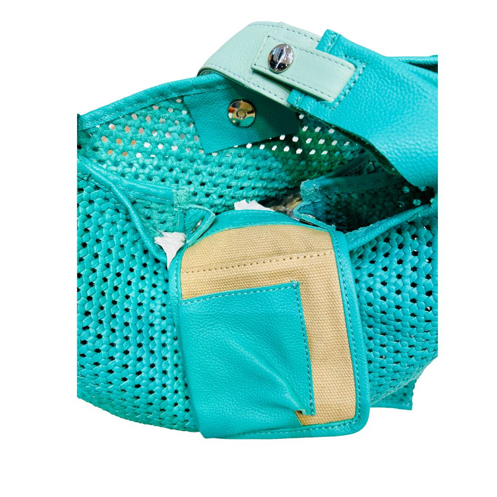 Supermarket Bag X-Large Woven Turquoise (Outlet) - Image 3